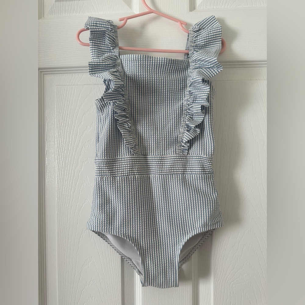 Striped Ruffle Kids One Piece Bathing Suit